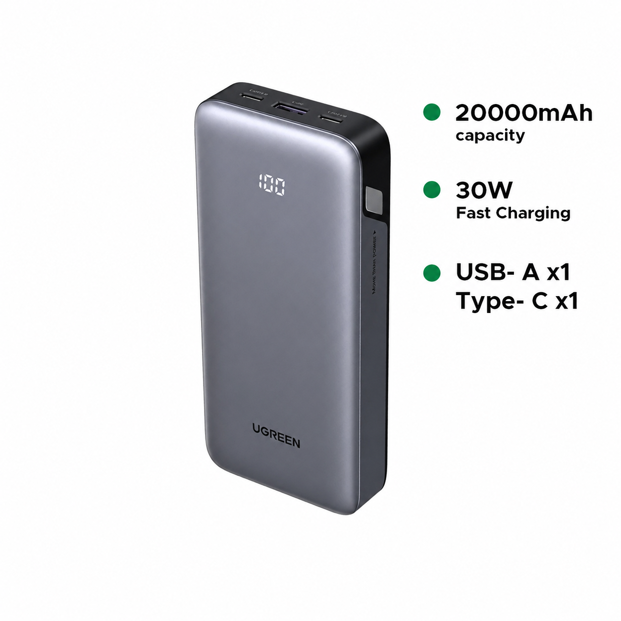 UGREEN 20000mAh 30W Fast Charging Power Bank – PB532 – 55989B